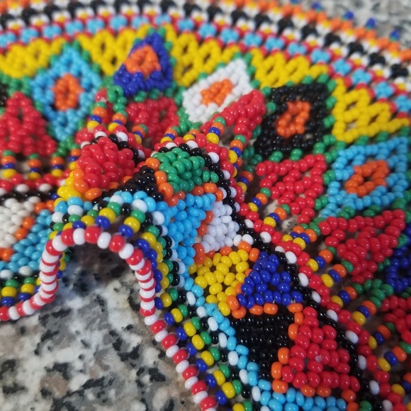 Large Rainbow Panamanian beaded collar necklace - Picture 3 of 8